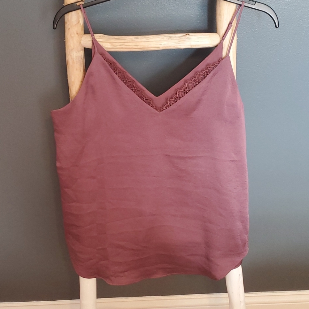 Express lace-trim cami top burgundy. NWT Small